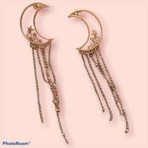 Gold Dangling moon earrings